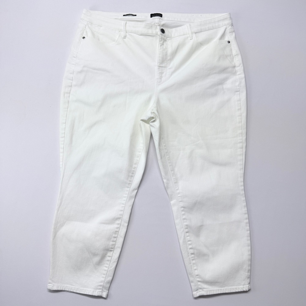 Talbots White Jegging Crop Pants Plus Size 22W High Rise Stretch Denim